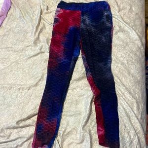 workout butt lifting leggings. (color: red blue and grey)